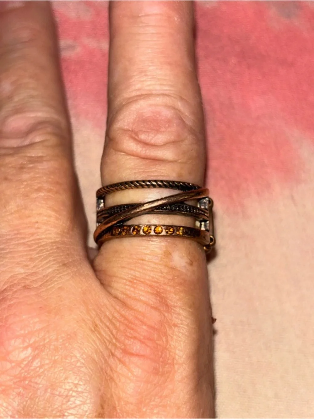 paparazzi Copper-Tone Layered Ring with Amber Stones